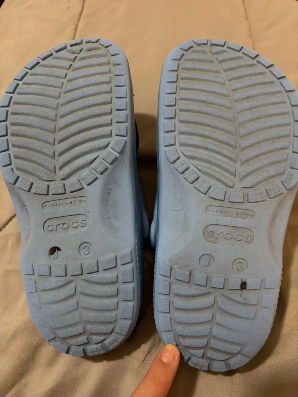 CROCS Kids Light Blue Stitch Clogs with Pink Ear Accents